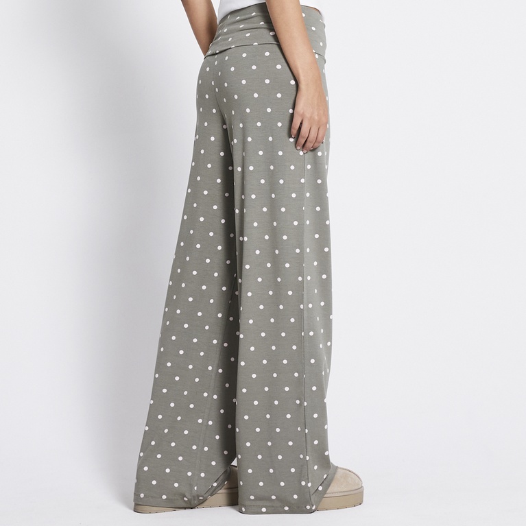 Foldable wide pants "Eleni Printed" Army Green